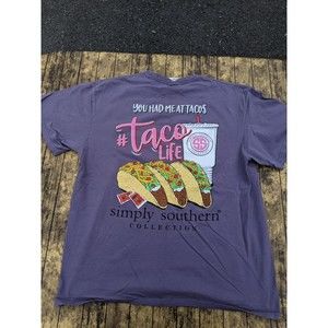 Simply Southern Collection Tacos Purple Ladies Women's Shirt Large